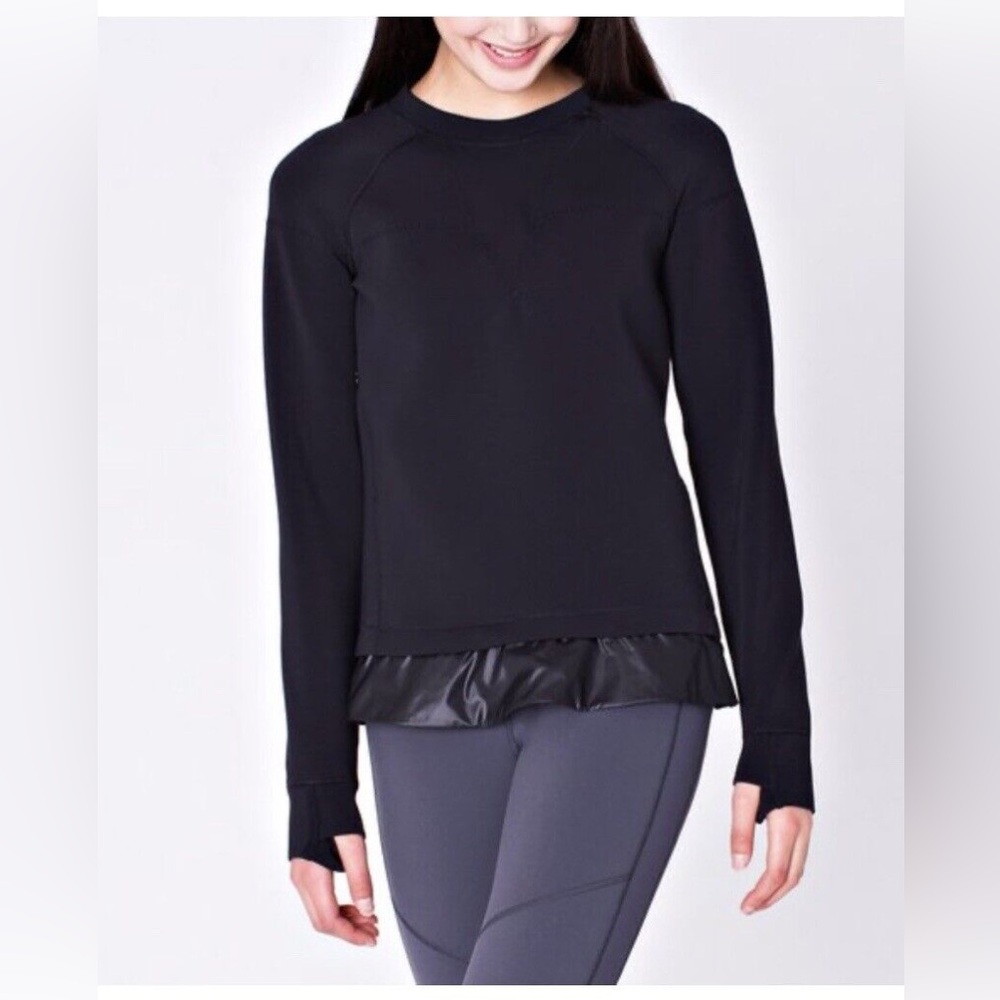 Iviva Star Gazer Spacer Pullover Shirt Girls Size 12 Black Scuba Long Sleeve